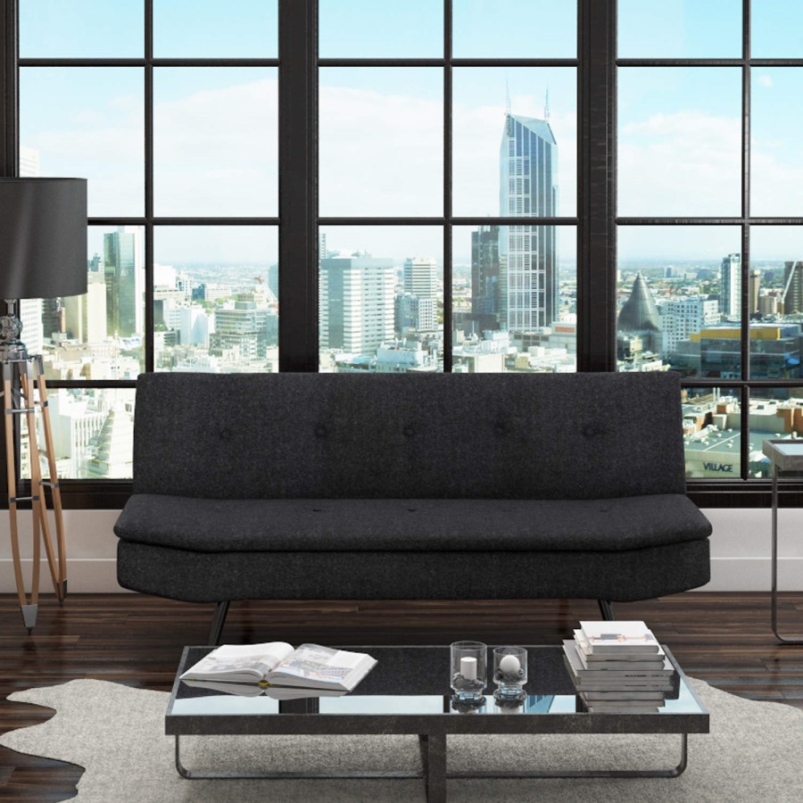 GRADE A1 - Barker Click Clack 2 Seater Fabric Sofa Bed in Dark Grey