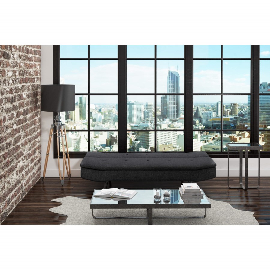 GRADE A1 - Barker Click Clack 2 Seater Fabric Sofa Bed in Dark Grey
