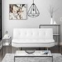 GRADE A1 - Barker White Faux Leather Sleeper Sofa Bed - Click Clack Style