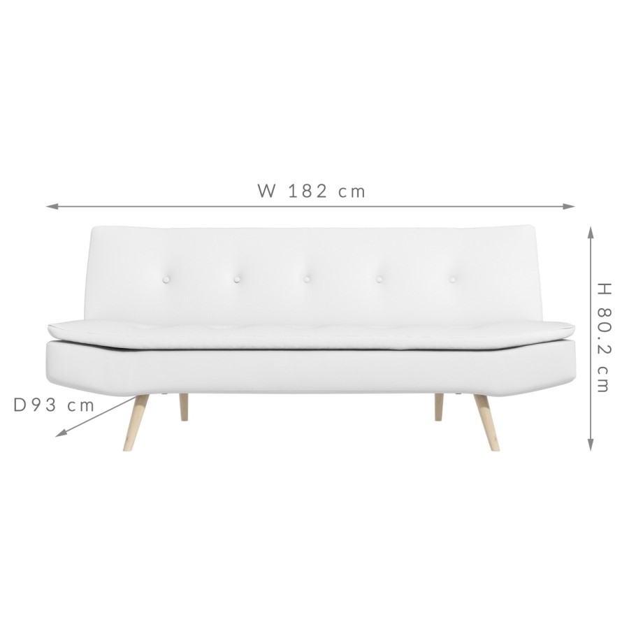Barker Sofa Bed in White Faux Leather
