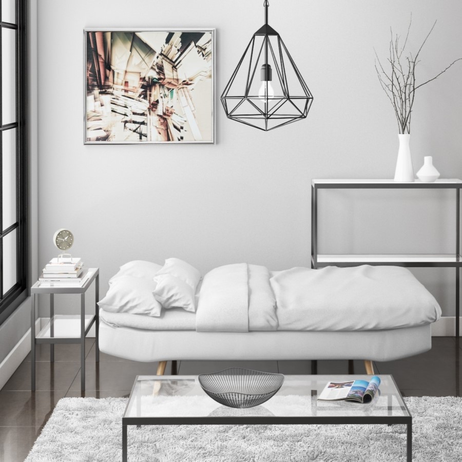 Barker Sofa Bed in White Faux Leather