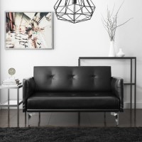 GRADE A1 - Colby 2 Seater Modern Sofa in Black Faux Leather