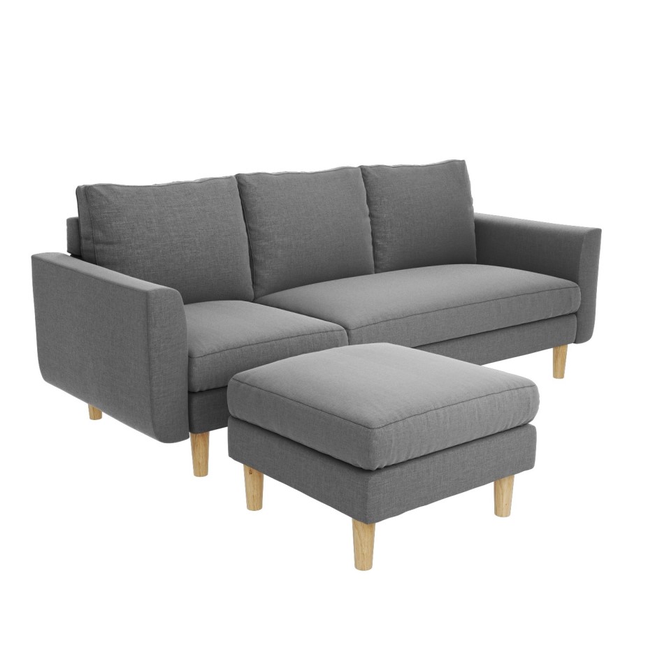 Brooke Light Grey 3 Seater Corner Sofa Detachable L Shape Furniture123