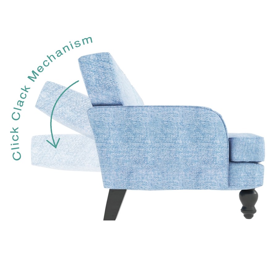 Light Blue Double Sofa Bed- 3 Seater - Amelia