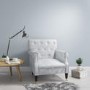 Fletcher Silver Crushed Velvet Armchair with Button Back Detail