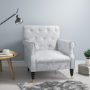 Fletcher Silver Crushed Velvet Armchair with Button Back Detail