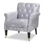 Fletcher Silver Crushed Velvet Armchair with Button Back Detail