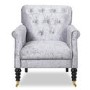 Fletcher Silver Crushed Velvet Armchair with Button Back Detail