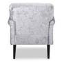Fletcher Silver Crushed Velvet Armchair with Button Back Detail