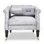 Fletcher Silver Crushed Velvet Armchair with Button Back Detail
