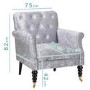 Fletcher Silver Crushed Velvet Armchair with Button Back Detail