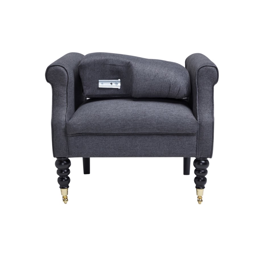 Fletcher Dark Grey Fabric Armchair with Button Back Detail