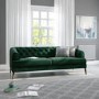 GRADE A2 - Inez Chesterfield Sofa in Dark Green Velvet - Seats 3