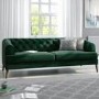 GRADE A2 - Inez Chesterfield Sofa in Dark Green Velvet - Seats 3
