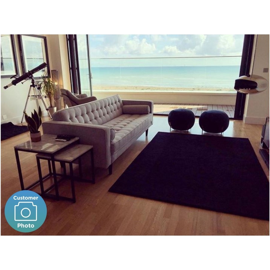 Buttoned Light Grey Sofa - 3 Seater with Cushions - Elba