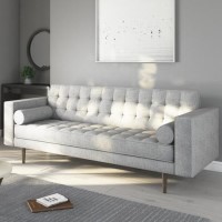 GRADE A1 - Grey Fabric Sofa Seats 3 with Bolster Cushions - Elba