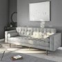 Buttoned Light Grey Sofa - 3 Seater with Cushions - Elba