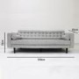 Buttoned Light Grey Sofa - 3 Seater with Cushions - Elba
