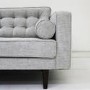 Buttoned Light Grey Sofa - 3 Seater with Cushions - Elba