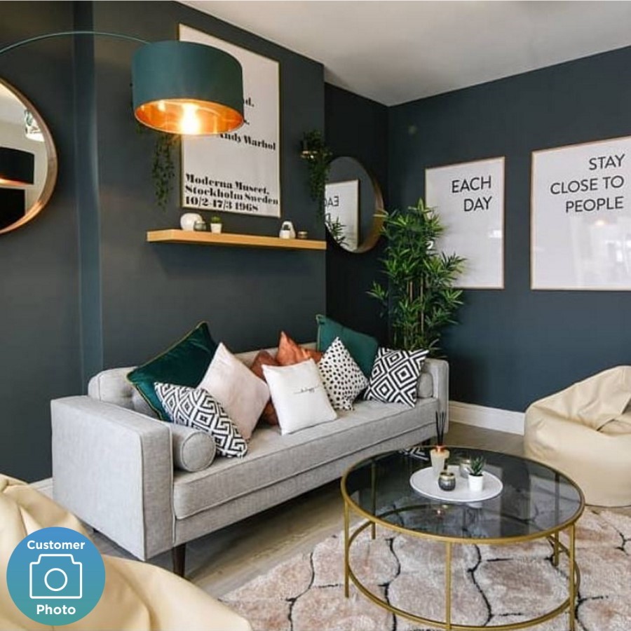 Buttoned Light Grey Sofa - 3 Seater with Cushions - Elba