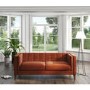 GRADE A2 - Orange Velvet Sofa with Squared Arms & Button Back - Seats 3 - Bailey
