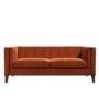 Orange Velvet Buttoned Back 3 Seater Sofa - Bailey