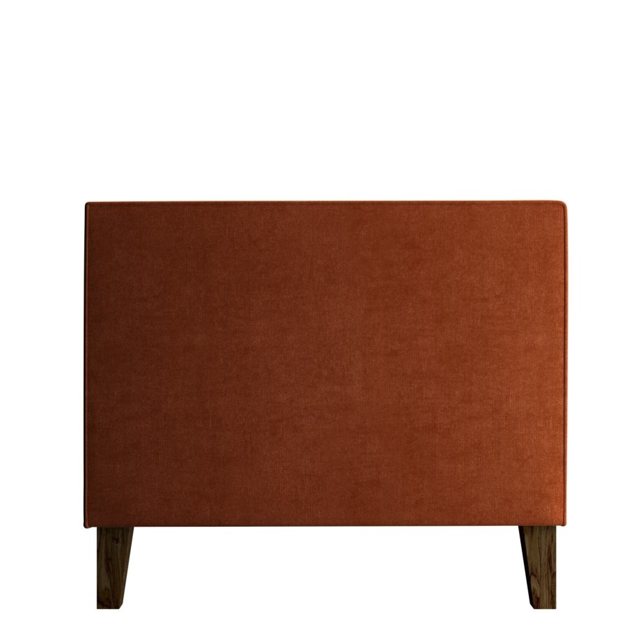 GRADE A2 - Orange Velvet Sofa with Squared Arms & Button Back - Seats 3 - Bailey