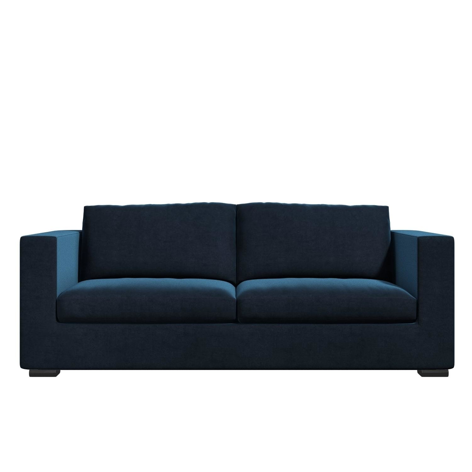 Navy Blue Velvet 3 Seater Sofa Clara, Dark Blue Velvet Sofa Set