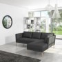 GRADE A2 - Right Hand Grey Corner 3 Seater Sofa in Fabric with Chaise - Mckinley