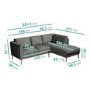 GRADE A2 - Right Hand Grey Corner 3 Seater Sofa in Fabric with Chaise - Mckinley