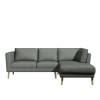 Right Hand Grey Corner 3 Seater Sofa in Fabric with Chaise - Mckinley