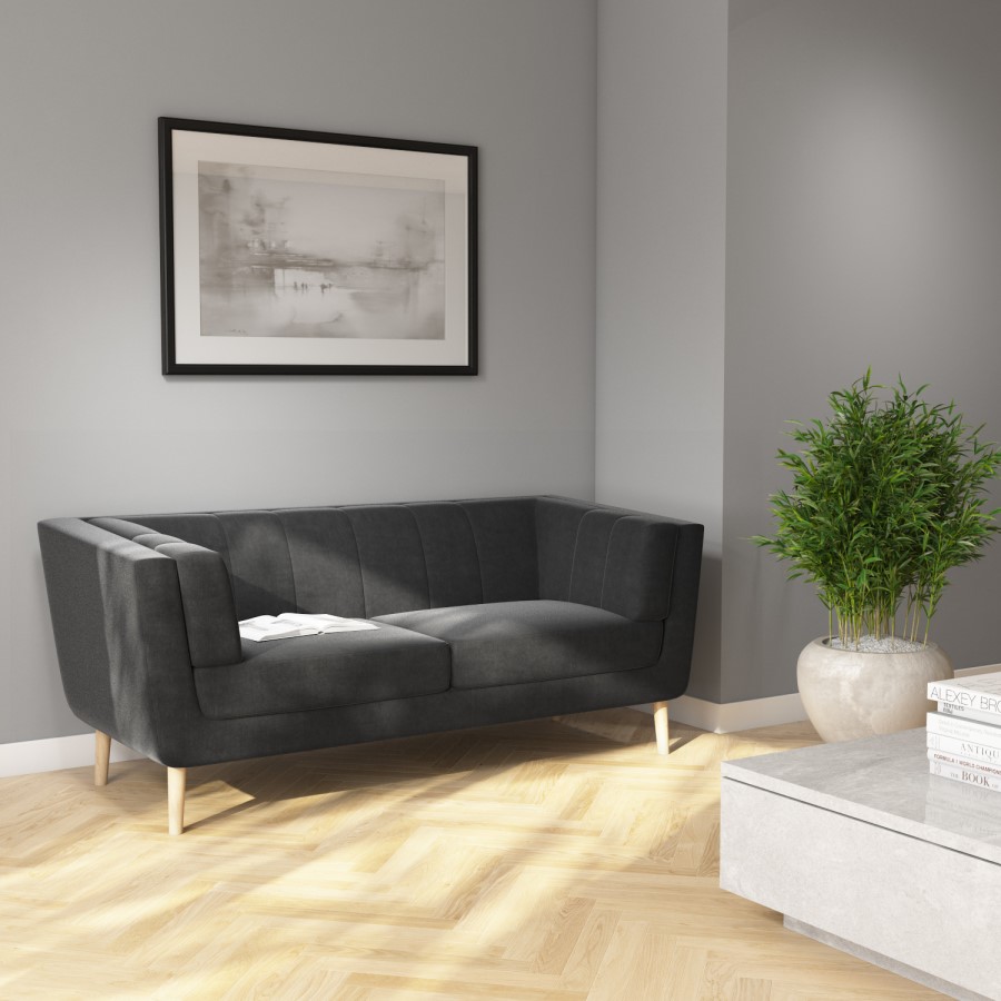 Hepburn Grey Velvet 2 Seater Sofa