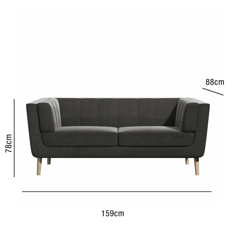 Hepburn Grey Velvet 2 Seater Sofa
