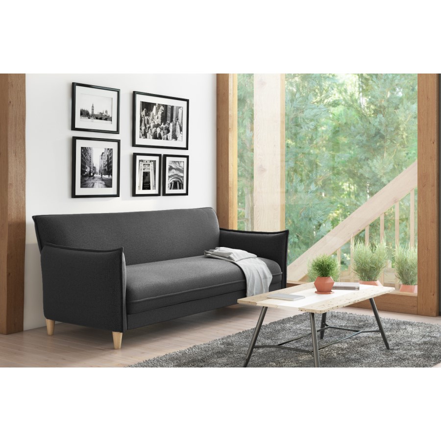 Marthe 3 Seater Sofa Bed in Charcoal Grey Fabric