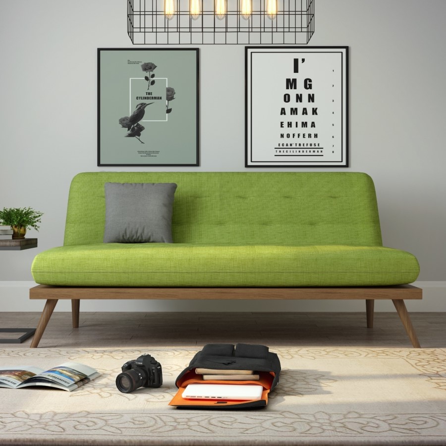 Nova Lime Green Multifunctional Sofa Bed with Click-Clack Mechanism