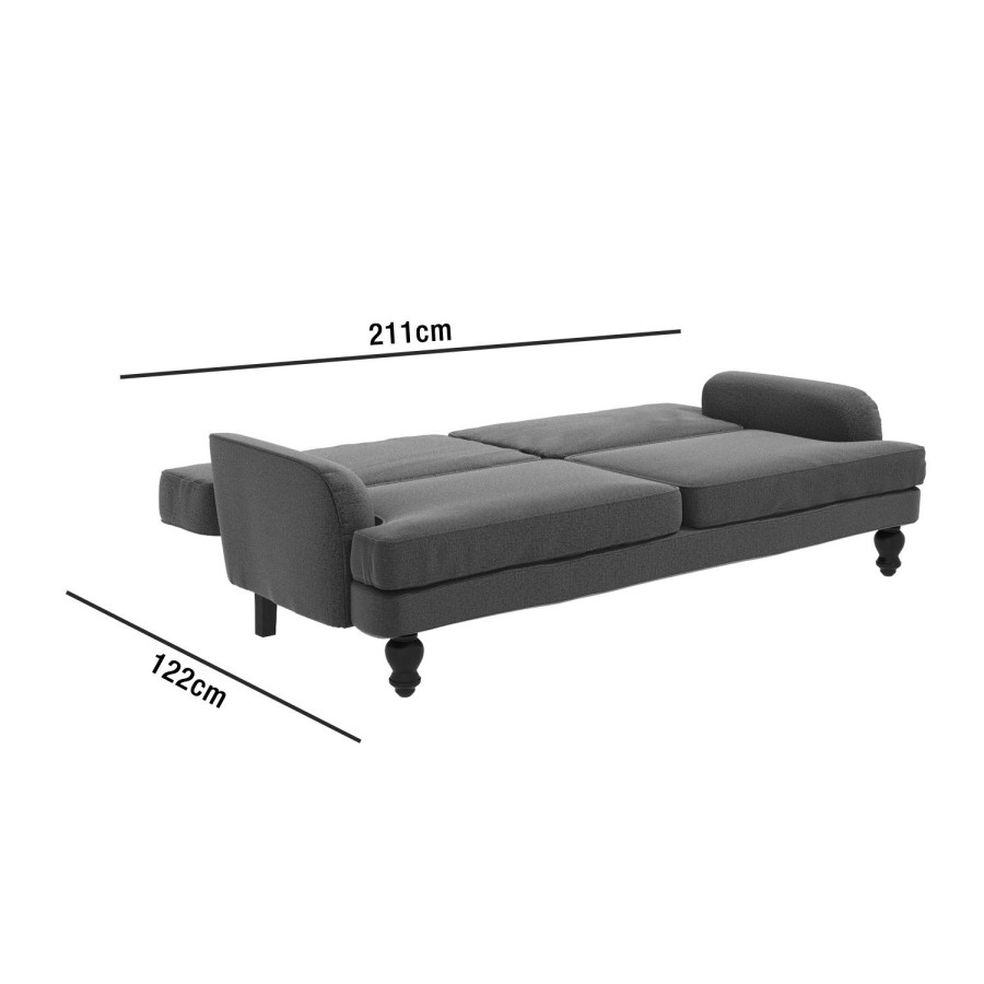 GRADE A1 - Amelia 3 Seater Sofa Bed in Charcoal Grey