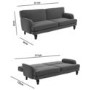 Dark Grey Double Sofa Bed- 3 Seater - Amelia