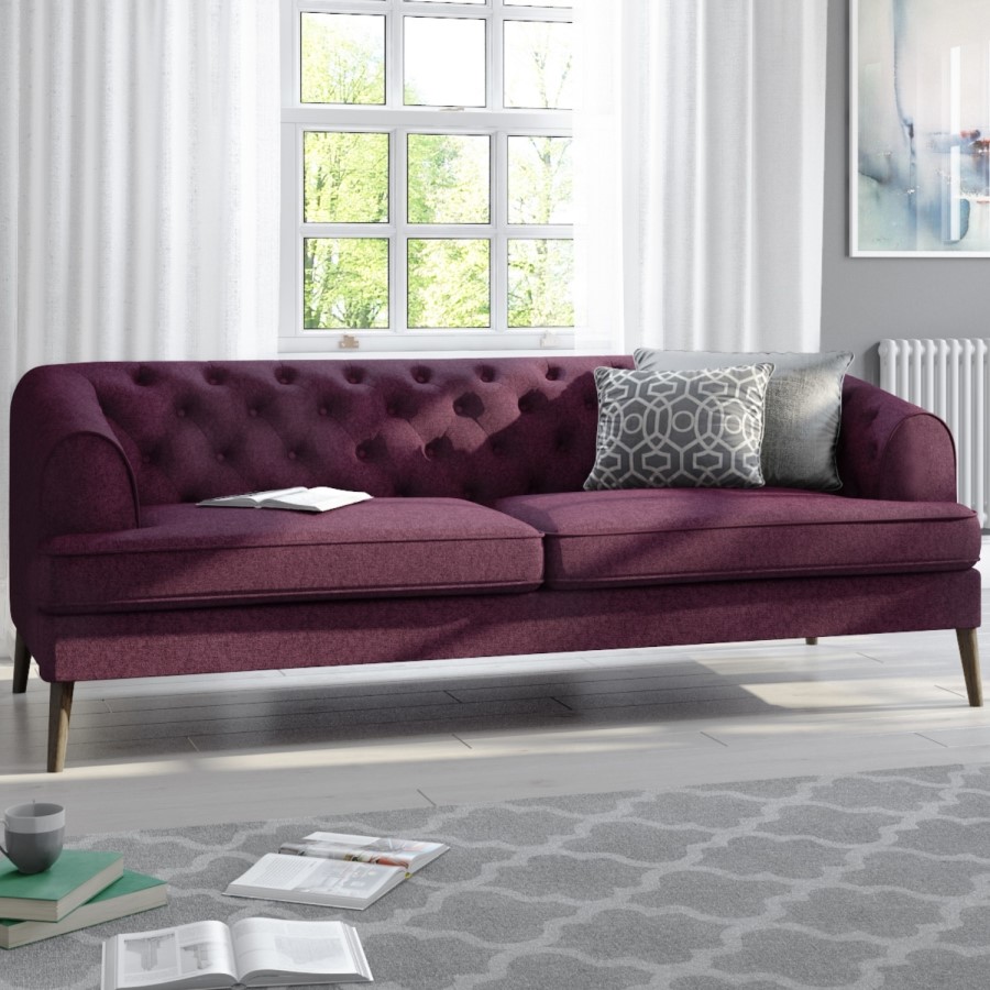 Inez Purple Chesterfield Sofa - 3 Seater
