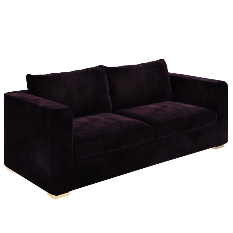 GRADE A1 - 3 Seater Velvet Sofa in Dark Purple Aubergine - Clara