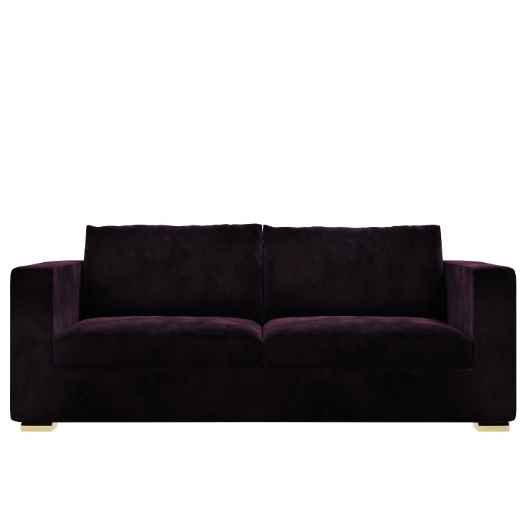 GRADE A1 - 3 Seater Velvet Sofa in Dark Purple Aubergine - Clara