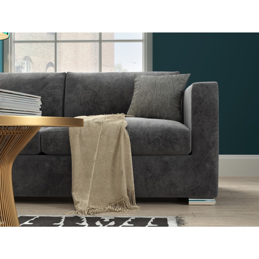 GRADE A1 - Clara 3 Seater Sofa in Dark Grey Velvet