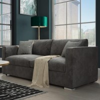 GRADE A1 - Clara 3 Seater Sofa in Dark Grey Velvet