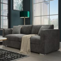 GRADE A2 - Clara 3 Seater Sofa in Dark Grey Velvet