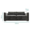 GRADE A1 - Clara 3 Seater Sofa in Dark Grey Velvet