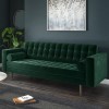 GRADE A1 - Elba 3 Seater Sofa in Dark Green Velvet with Button Detailing &amp; Bolster Cushions