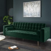 GRADE A2 - Buttoned Green Velvet Sofa - 3 Seater with Cushions - Elba