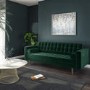 GRADE A1 - Elba 3 Seater Sofa in Dark Green Velvet with Button Detailing & Bolster Cushions