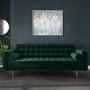 GRADE A1 - Elba 3 Seater Sofa in Dark Green Velvet with Button Detailing & Bolster Cushions