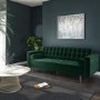 GRADE A2 - Buttoned Green Velvet Sofa - 3 Seater with Cushions - Elba