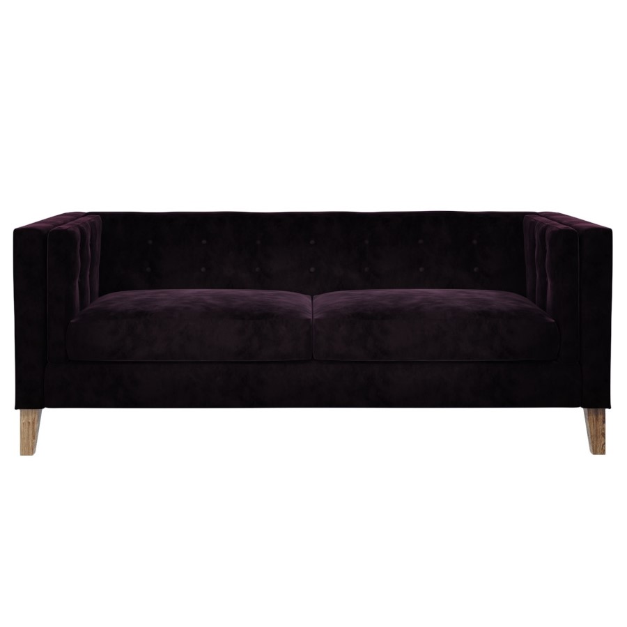 Bailey Velvet 3 Seater Sofa in Dark Aubergine
